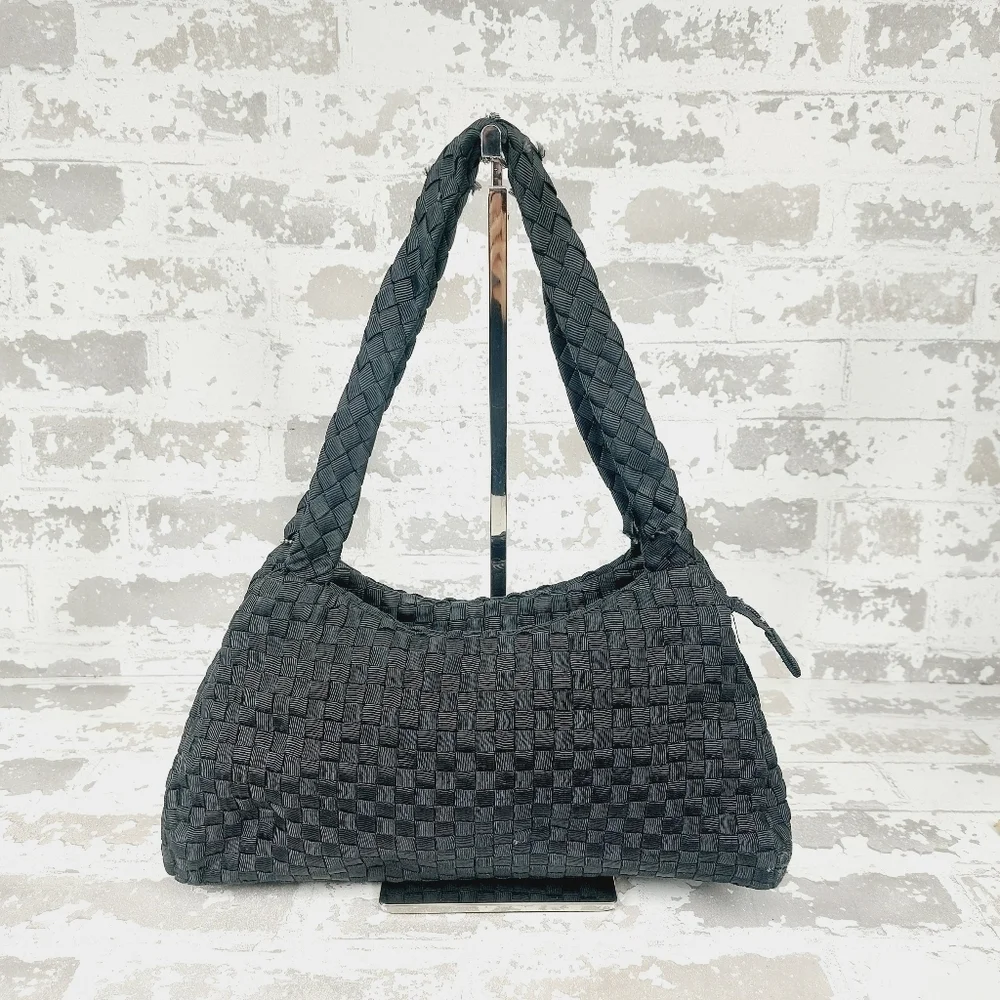 The SAK Baguette Purse Bag Black Crochet Woven Handbag Shoulder Bag 1014 - Picture 5 of 15